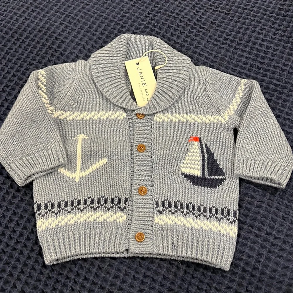 Janie and Jack Sailboat cardigan - Picture 1 of 4